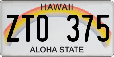 HI license plate ZTO375