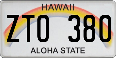 HI license plate ZTO380