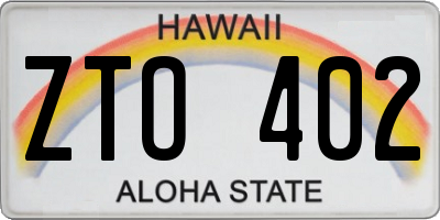 HI license plate ZTO402