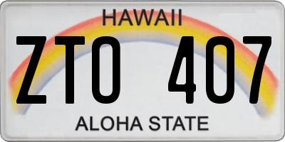 HI license plate ZTO407