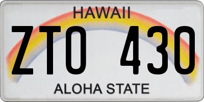 HI license plate ZTO430