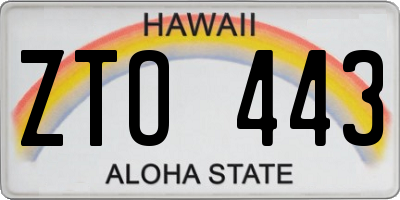 HI license plate ZTO443