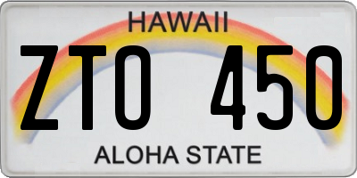 HI license plate ZTO450
