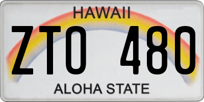 HI license plate ZTO480