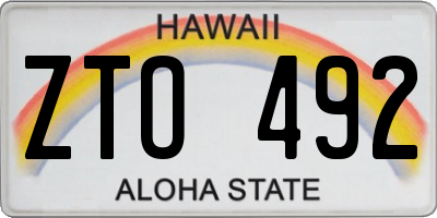 HI license plate ZTO492