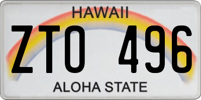 HI license plate ZTO496
