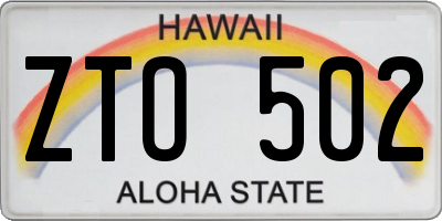 HI license plate ZTO502