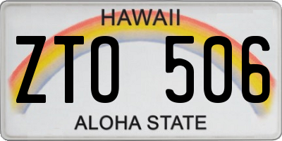 HI license plate ZTO506