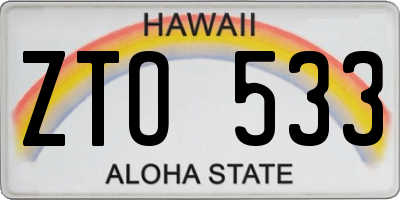 HI license plate ZTO533