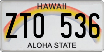 HI license plate ZTO536
