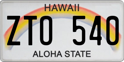 HI license plate ZTO540