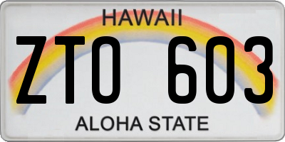 HI license plate ZTO603