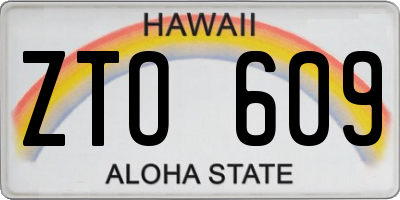 HI license plate ZTO609