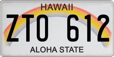 HI license plate ZTO612