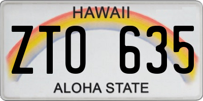 HI license plate ZTO635