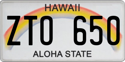 HI license plate ZTO650