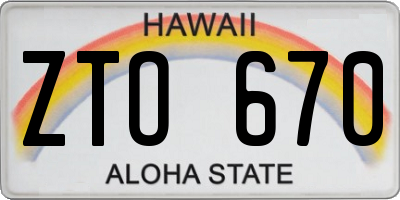 HI license plate ZTO670