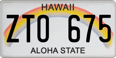 HI license plate ZTO675