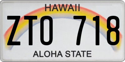 HI license plate ZTO718