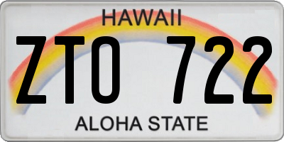 HI license plate ZTO722