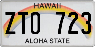 HI license plate ZTO723