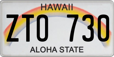 HI license plate ZTO730