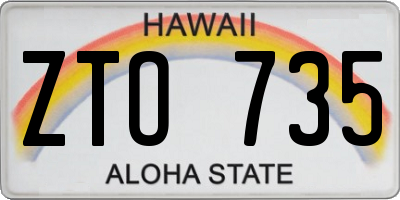 HI license plate ZTO735