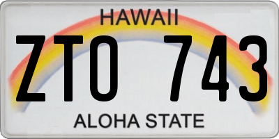 HI license plate ZTO743