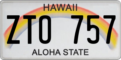 HI license plate ZTO757