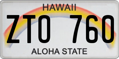 HI license plate ZTO760