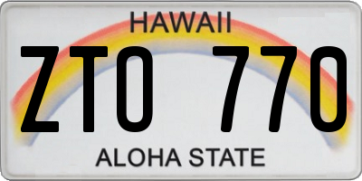 HI license plate ZTO770
