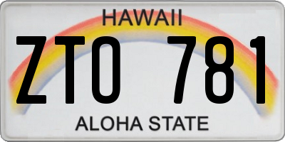 HI license plate ZTO781