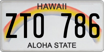 HI license plate ZTO786
