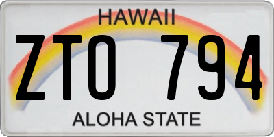HI license plate ZTO794