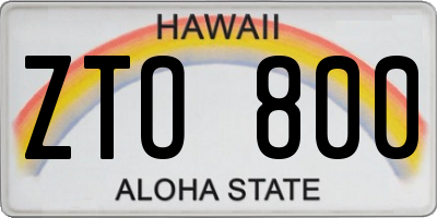 HI license plate ZTO800