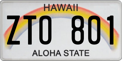 HI license plate ZTO801