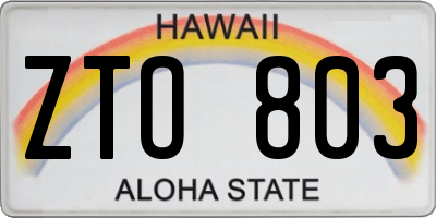 HI license plate ZTO803