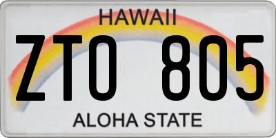 HI license plate ZTO805