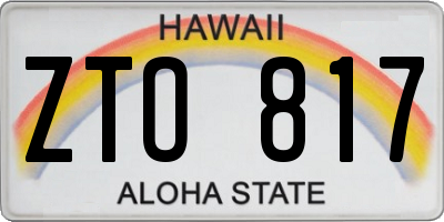 HI license plate ZTO817