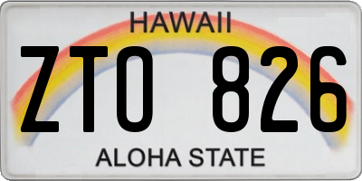 HI license plate ZTO826