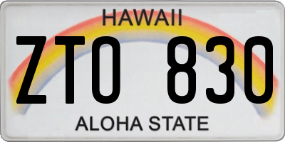 HI license plate ZTO830
