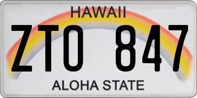 HI license plate ZTO847