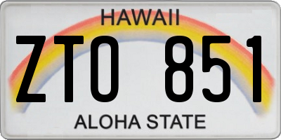 HI license plate ZTO851
