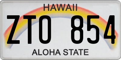 HI license plate ZTO854