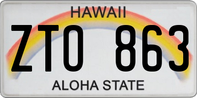 HI license plate ZTO863