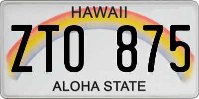HI license plate ZTO875