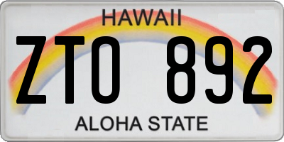 HI license plate ZTO892