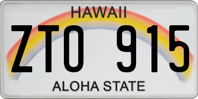 HI license plate ZTO915