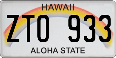 HI license plate ZTO933