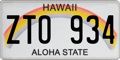 HI license plate ZTO934